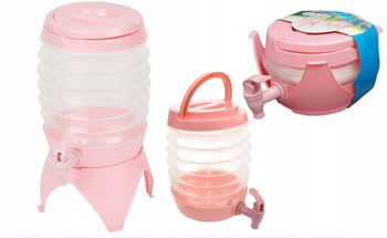 Różowy Składany Dozownik Na Napoje Z Kranikiem 3,3L Dystrybutor Imprezy