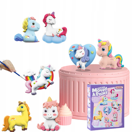 ZESTAW KREATYWNY ARTYSTYCZNY FIGURKI JEDNOROŻCE KONIE GIPSOWE DO MALOWANIA