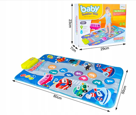 Interaktywna Mata Muzyczna Dotykowa Edukacyjna Wesołe Dźwięk Auta Pojazdy