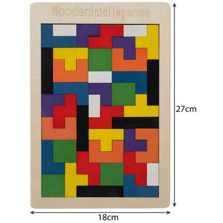 Układanka Puzzle Klocki Drewniane Gra Zabawka Logiczna Edukacyjna 40 el