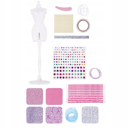 ZESTAW DO PROJEKTOWANIA SZYCIA SUKIENEK MODA MANEKIN UBRANKA AKCESORIA