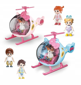 Helikopter z Otwieraną Przednią Klapą Uroczy Różowy i Niebieski Figurki
