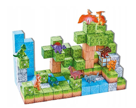 Klocki Magnetyczne Konstrukcyjne 3D Sześciany Bloki Kostki Dino Świat 114el