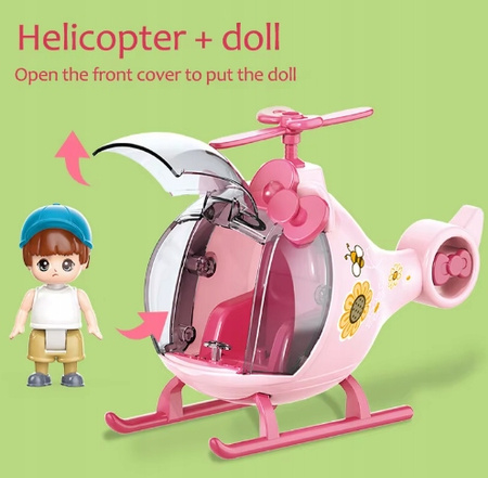 Helikopter z Otwieraną Przednią Klapą Uroczy Różowy i Niebieski Figurki