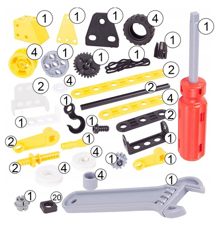 Metalowe Klocki Konstrukcyjne 8 Pojazdów Maszyny Budowlane Blaszki 100el