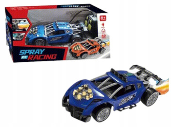 NIEBIESKIE ZDALNIE STEROWANE AUTKO RC Z EFEKTEM DYMU I ŚWIATŁAMI SKALA 1:20