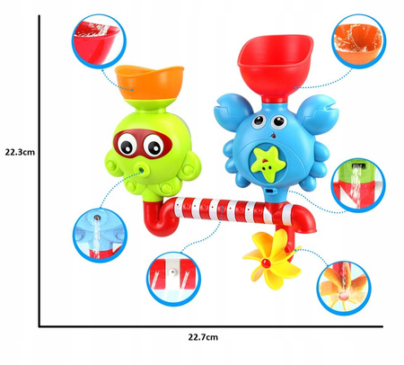 Zabawka do Kąpieli z Fontanną Krab Ośmiornica Przyssawki Dzieci Wanna Woda