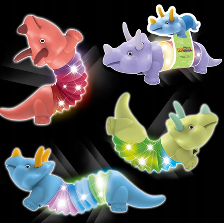 Gąsienica Sensoryczna Antystresowa Pop Tube LED Triceratops Dino Świecąca