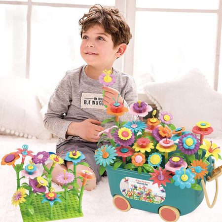Zestaw Klocki Konstrukcyjne Kwiatki Rośliny Ogród 102el Kuferek Ogrodnik