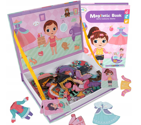 UKŁADANKA MAGNETYCZNA KSIĄŻKA PUZZLE POKAZ MODY UBIERANIE DZIEWCZYN UBRANKA