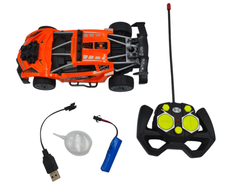 POMARAŃCZOWE ZDALNIE STEROWANE AUTO RC Z EFEKTEM DYMU ŚWIATŁAMI SKALA 1:20