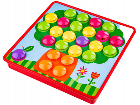 UKŁADANKA GUZIKOWA MOZAIKA EDUKACYJNA KREATYWNA TRENING RĘKI ŻYWE KOLORY