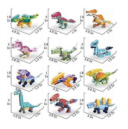 12w1 KLOCKI KONSTRUKCYJNE FIGURKI MODELE DINOZAUR ZWIERZĘTA PREHISTORYCZNE