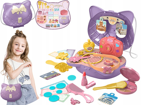 Zestaw Kosmetyczny dla Dzieci Kuferek Kot Torebka Akcesoria Podróżnik 31el