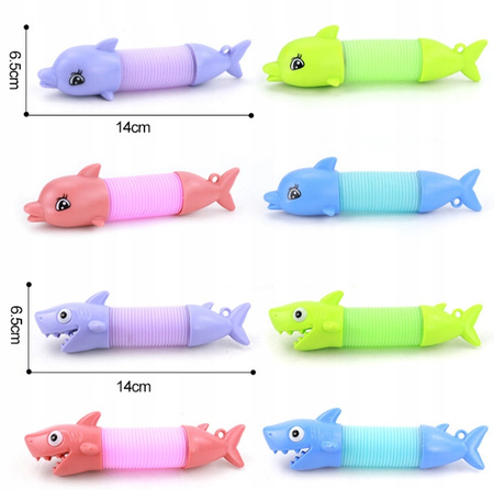 Gąsienica Sensoryczna Delfin lub Rekin Antystresowa Pop Tube LED Świecąca