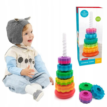 Zakręcona Wieża Piramida Sensoryczna Edukacyjna Kolorowa Układanka Spinner