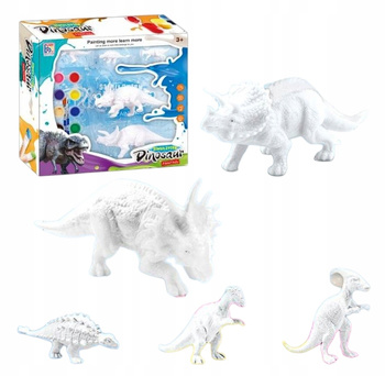 Zestaw do Malowania Ozdabiania Figurek 3D Dinozaurów Kreatywny Farby Pędzle