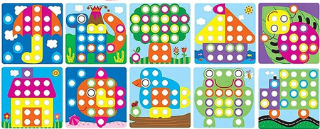 UKŁADANKA GUZIKOWA MOZAIKA EDUKACYJNA KREATYWNA TRENING RĘKI ŻYWE KOLORY