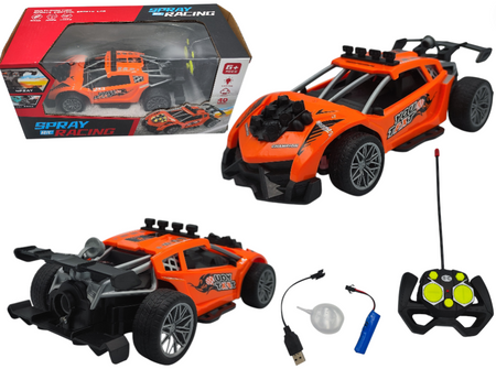 POMARAŃCZOWE ZDALNIE STEROWANE AUTO RC Z EFEKTEM DYMU ŚWIATŁAMI SKALA 1:20