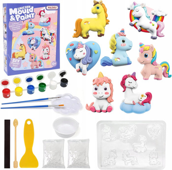 ZESTAW KREATYWNY ARTYSTYCZNY FIGURKI JEDNOROŻCE KONIE GIPSOWE DO MALOWANIA