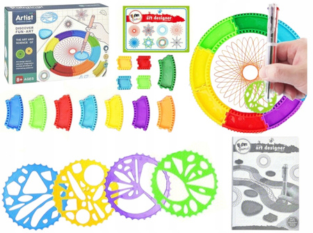 ZESTAW DO RYSOWANIA SPIROGRAF KÓŁKA WZORY ZABAWA SZLACZKI PISAKI FLAMASTER