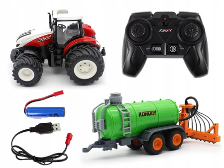 Zdalnie Sterowany Czerwony Traktor z Cysterną i Zraszaczem Mały Rolnik