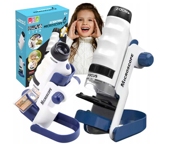 ZESTAW MIKROSKOP EDUKACYJNY DLA DZIECI PRZYBLIŻENIE 120X LED + AKCESORIA
