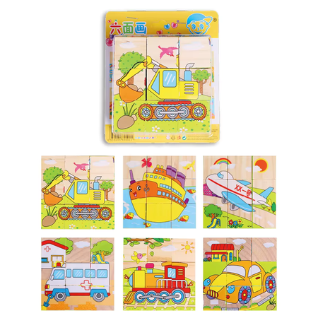 Drewniane Puzzle Klocki Edukacyjne 6w1 Układanka Farma Zabawa Dla Dzieci