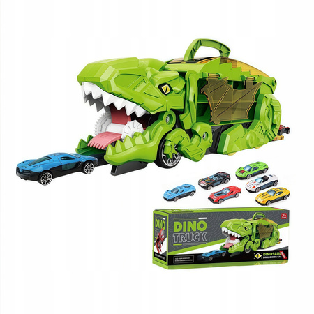 Ciężarówka Dinozaur z 4 Samochodami Transformacja Rampa Transporter Dzieci