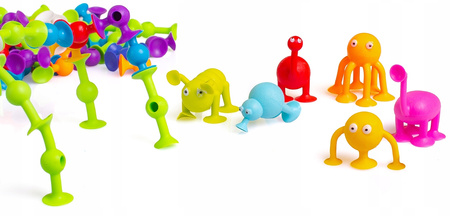 Klocki Konstrukcyjne Przyssawki Silikonowe Kolorowe Figurki Zestaw 96el