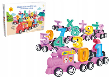 Różowy Edukacyjny Pociąg Magnetyczny Nauka Liczb Działań Montessori 31el