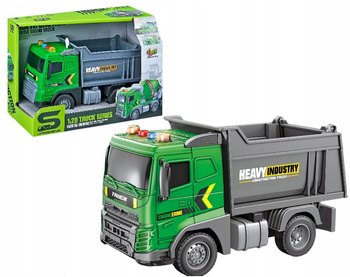 Pojazd Budowlany Wywrotka Efekty Światło Dźwięk Podnoszony Kiper Zielony