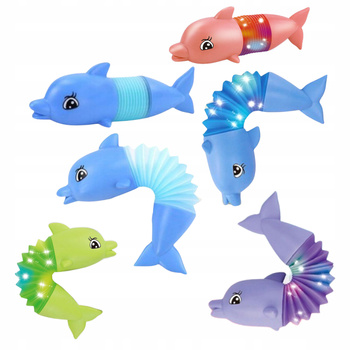 Gąsienica Sensoryczna Delfin Antystresowa Pop Tube LED Zabawka Świecąca
