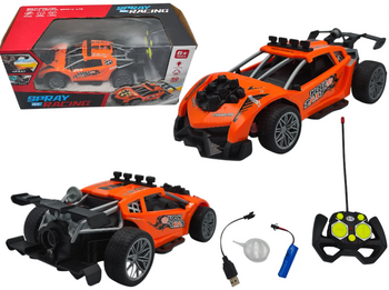 POMARAŃCZOWE ZDALNIE STEROWANE AUTO RC Z EFEKTEM DYMU ŚWIATŁAMI SKALA 1:20