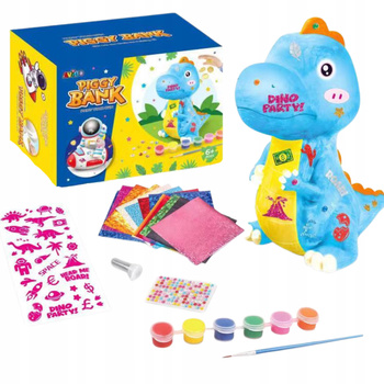 Skarbonka Dla Dzieci Dinozuar Duży Zestaw Kreatywny Figurka Farbki Naklejki