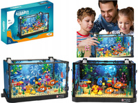 Zestaw Klocki Konstrukcyjne Kolorowe Akwarium LED 725el Rośliny Ryby Meduza