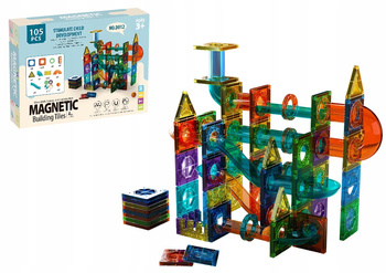 KLOCKI MAGNETYCZNE 105el 3D DUŻE PANELE KONSTRUKCYJNE KREATYWNE EDUKACYJNE