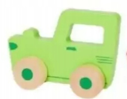 Drewniana figurka z kółkami Auto