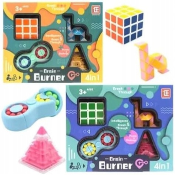 BRAIN BURNER ZESTAW UKŁADANEK LOGICZNYCH 4w1 KOSTKA, WĄŻ TRÓJKAT GADŻET