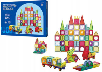 KREATYWNE KLOCKI BLOKI PANELE MAGNETYCZNE 3D 110EL KONSTRUKCYJNE POJAZDY