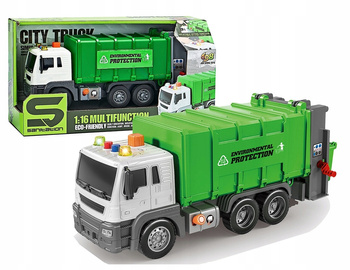 Duża Śmieciarka Interaktywna z Dźwiękiem Światłem Dla Dzieci Zielony Pojazd