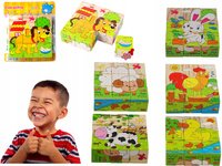 Drewniane Puzzle Klocki Edukacyjne 6w1 Układanka Farma Zabawa Dla Dzieci