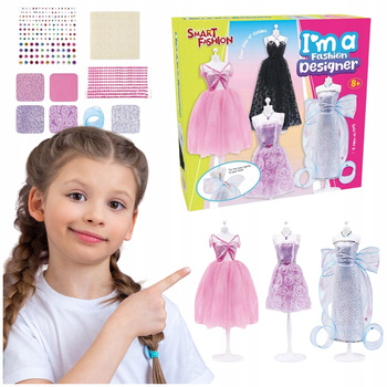 ZESTAW DO PROJEKTOWANIA SZYCIA SUKIENEK MODA MANEKIN UBRANKA AKCESORIA