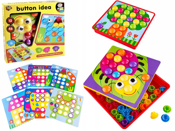 UKŁADANKA GUZIKOWA MOZAIKA EDUKACYJNA KREATYWNA TRENING RĘKI ŻYWE KOLORY