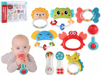 Zestaw Grzechotki Gryzaki Sensoryczne dla Niemowląt Kolorowa Zabawka 8szt